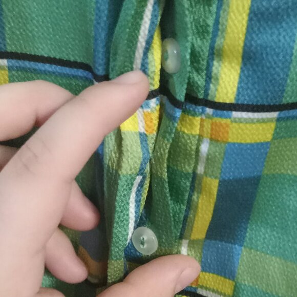 Alexis Women's Catina Puff Sleeve Blouse in Green Checker S - Picture 6 of 8